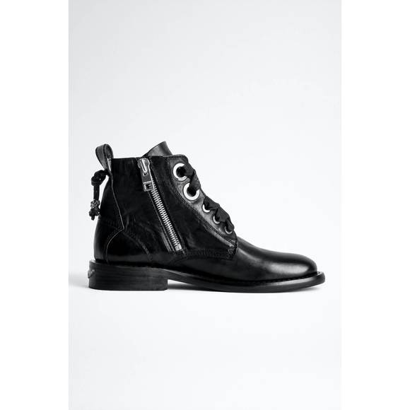 NEW ZADIG & VOLTAIRE laureen roma leather boot in black - Picture 3 of 9